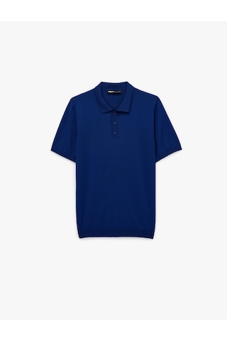 Koton Regular Fit Viskon Karışımlı Düğmeli Polo Yaka Kısa Kollu Triko Tişört Lacivert 6sam70055ht