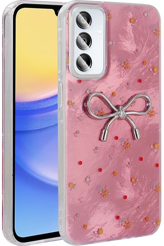 Galaxy A15 Uyumlu Kılıf Kamera Korumalı Figürlü Zore Ponti Silikon Kapak - Açık Pembe AÇIK PEMBE
