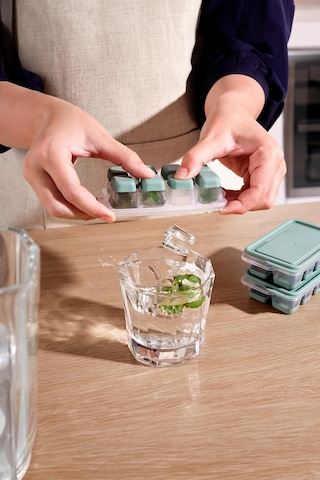 12 Hazneli Bas Çıkar Buzluk & Buz Kabı Yeşil Yeşil