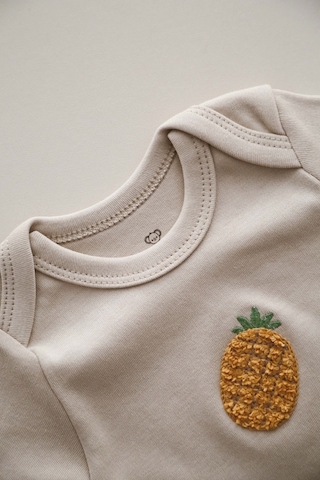 Ohlalakoala Ananas Nakışlı Çıt Çıtlı Body-zıbın Vizon