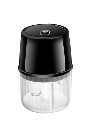 Elektrikli Sarımsak Doğrayıcı, Şarj Edilebilir, Taşınabilir Kablosuz Gıda Doğrayıcı Siyah