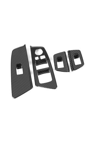 Geeroyoo Bmw 5 Serisi G30 2017-2018 Pencere Kaldırma Anahtarı Koruyucu Dekor Paneli - Karbon Desenli 4'lü Set - Abs Malzeme - İç Dekor Ve Korumalı