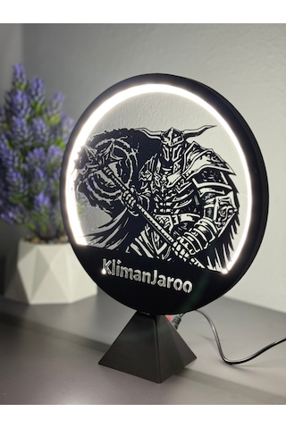 Knight Online Warrior Kişiye Özel İsimli Halka Led Masa Gece Lambası Gamer Oyun Oda Dekor Hediyelik Siyah
