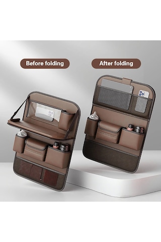 Cbtx Çok Fonksiyonlu Araba Arka Koltuk Organizatörü Katlanabilir Masalı Su Geçirmez Saklama Çantası Asma - Kahverengi