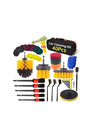 Yaozixa 40 Parçalı Elektrikli Matkap Fırçası İç Klima Çıkışı Temizleme Fırçası Araba Lastiği Temizleme Araba Yıkama Fırçası Cila
