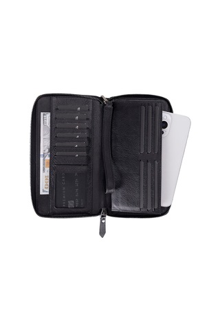 Bloomporter Obsidian Black Hakiki Deri Telefon Bölmeli Cüzdan Siyah
