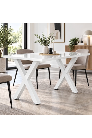 Evkolleksiyon X Tipi Metal Masa Ayağı 2 Li Takım 72x60 Cm 60x60 Profil Beyaz