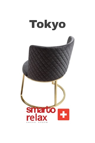 Smarto Relax Tokyo 2'li Yemek Masası Sandalye Seti - Metal Ayaklı, Siyah Kumaş Bej & Kahverengi