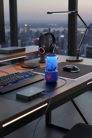 Mınıso Dc Lisanslı Superman Rgb Işıklı Bluetooth Hoparlör Ipx7 Suya Dayanıklı Güçlü Ses 19 Cm