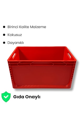 Alpbx 1.kalite Kırmızı Plastik Kasa 60x40x32 Cm - Kutu 65 Litre