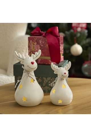 Karaca Home New Year Yılbaşı Yıldız Yansımalı Ledli Geyik Dekoratif Obe 7x7x13 Cm