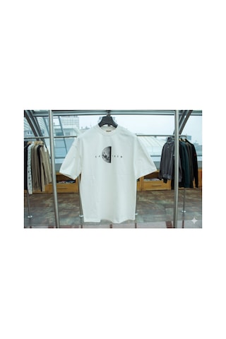Wild Wood Garment Wild Wood "lunar Moon" Kabartılı Baskılı Premium Oversize T-shirt Ekru