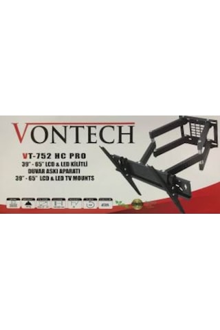 Vontech VT 752 HC PRO 39'' 55'' Lcd Led Tv Hareketli Askı Aparatı
