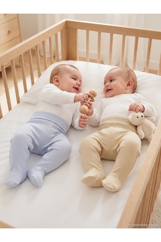 Minidamla Baby Minidamla Patikli Basic 2'li Set 3-9 Ay Tek Alt Bebe - Mavi