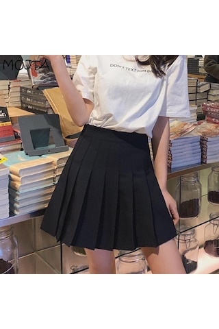 Yaz Kadın Pileli Etekler Bayan Mini Etekler Yüksek Bel Beyaz Siyah Etekler Tatlı Kız Etekler Siyah