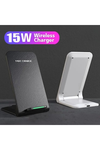 Elmpaly Beyaz Kablosuz Şarj İstasyonu Katlanır Telefon Standı İphone Samsung