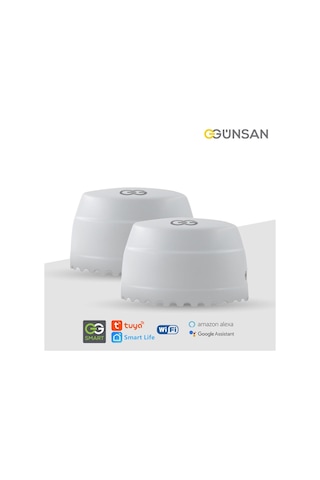 Günsan 2'li Akıllı Wifi Su Kaçağı Dedektörü Zemin Tuya & Smart Life Uyumlu 2 Adet Beyaz