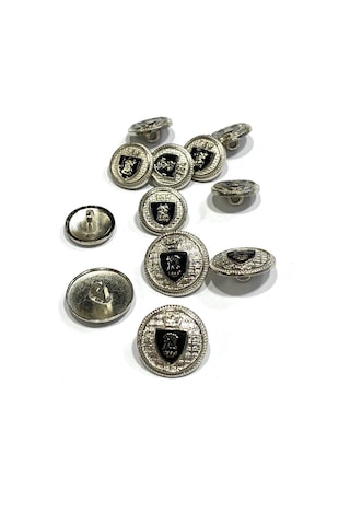 Blazer Ceket Düğmesi Takım /metal Düğmedir 4+8 Set / Gümüş Siyah Mineli