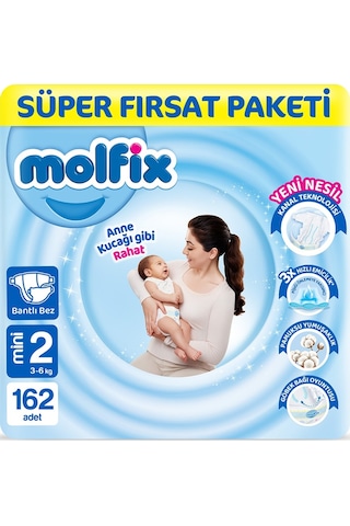 Molfix Bebek Bezi 2 Beden Mini Süper Fırsat Paketi 162 Adet