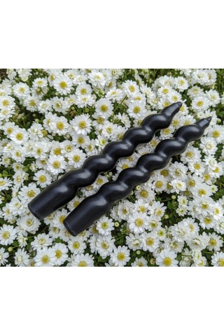 Siyah Renkli Spiral, Burgulu Pinterest Model Şamdan Mum 2' Li Set