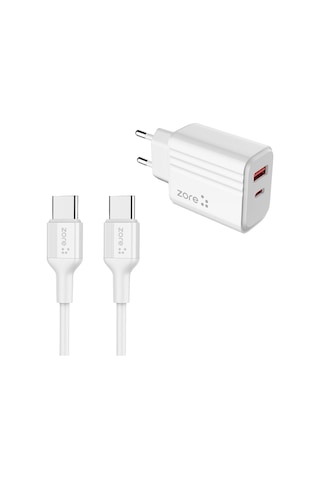 Alan Tech Play Serisi Pl07 Type-c To Type-c 2in1 Pd Seyahat Şarj Aleti 20w - Beyaz Beyaz