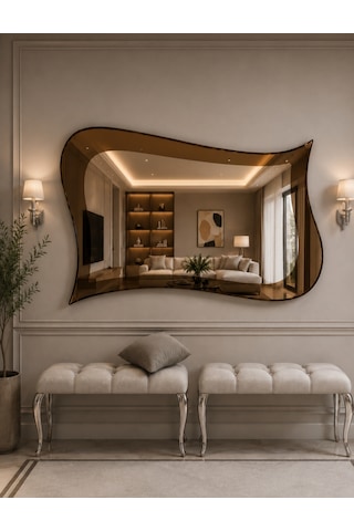 Dekorasyon Dekoratif Ayna Bronz - Gümüş
