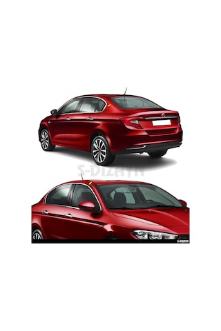 S-Dizayn Fiat Egea 2015 Üzeri SD Krom Cam Üst Çıtası 4 Parça