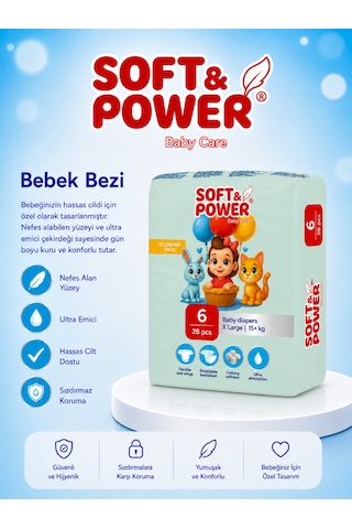 Bebek Bezi No:6 Xlarge 15-25 Kg 28'li 6 Numara