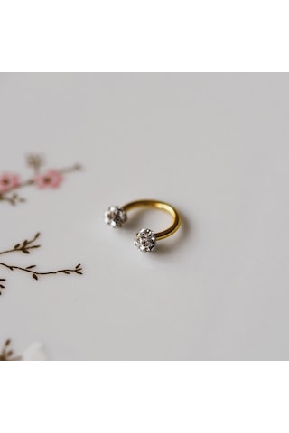 Heppii 8 Mm Gold İki Ucu Taşlı Cerrahi Çelik Tragus Helix Piercing Kıkır Altın