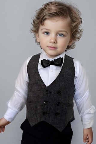 Riccotarz Erkek Bebek Takım Elbise Gri Yelekli Alt Üst Takım Gri