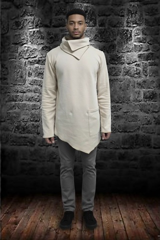Şal Yaka Cep Detaylı Erkek Sweatshirt Bej