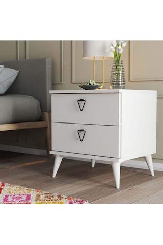 3634 VERSA-CE 2 ÇEKMECELİ AYAKLI KOMODİN BEYAZ