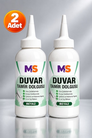 2 Adet Hazır Duvar Tamir Dolgusu Beyaz 220 Gr Macunu Zemin Alçı Sıva Çatlak Boşluk Onarıcı Giderici 1 Adet
