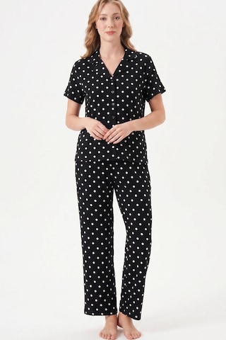 Relax Mode Kadın Siyah Viskon Gömlek Pijama Takımı - Lb1002r