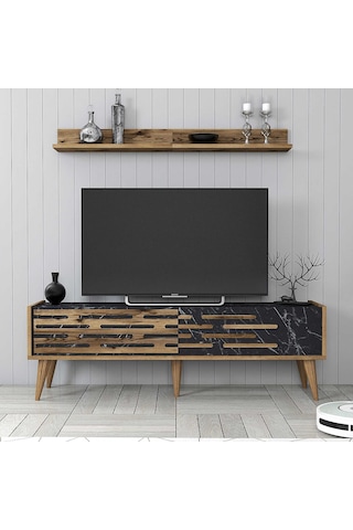 Variant Valensiya 140cm Tv Ünitesi - Ceviz / Siyah Mermer
