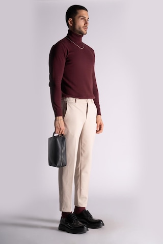 Braccas Beli Yarım Lastikli Chino Slim Fit Crop Pantolon Açık Bej Açık Bej