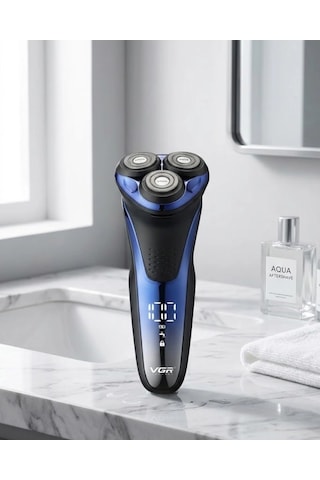 3 Başlıklı Elektrikli Tıraş Makinesi Su Geçirmez Dijital Göstergeli