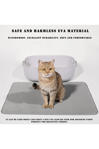 Kedi Çöp Mat, 45x26/35x24/30x22/24x18 İnç Çift Katmanlı Kedi Kumu Kutusu Mat, Eva Slıp, Su Geçirmez İdrar Kanı Kedi Çöp Catcher Mat, Kolay Temiz Saçılma Kontrolü 30x22 İnç, Haki Khaki Büyük 30x22 İnç Haki