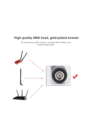 Lemestar 2 Adet M.2/ngff Ağ Kartı Kablosu + 2 Adet 6dbi Anten - Intel 9260ngw/7265ac Uyumlu, 2.4/5g Desteği, Masaüstü Bilgisayarlar İçin