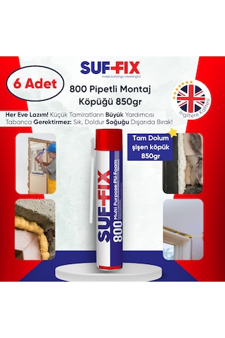 Suf-fix 800 Pipetli Montaj Köpüğü 750ml 6 Adet Profesyonel Dolgu Köpüğü