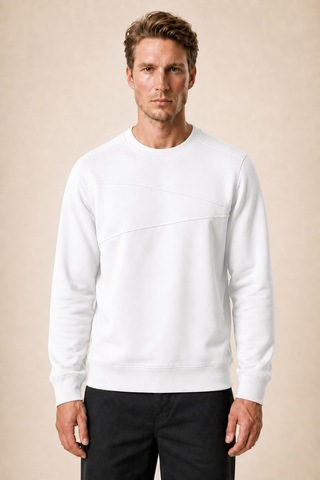 Redline Lines Regular Fit Kışlık Sweatshirt Beyaz