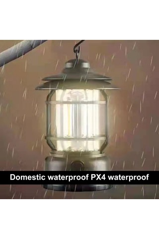 Youtek Klasik Kamping Feneri, 360 Aydınlatma, Düğme İle Parlaklık Ayarlı, Ipx4 Su Geçirmez, 1200mah Pil, Asker Yeşili Şarjlı Yeşil