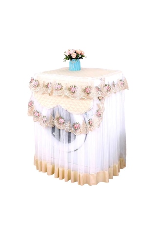 Kangvka Sarı Peleren Desenli Çamaşır Makinesi Toz Koruyucu Kılıf - Ev Dekorasyonu Ve Hediye Seçeneği - 60x60x85 Cm Sarı