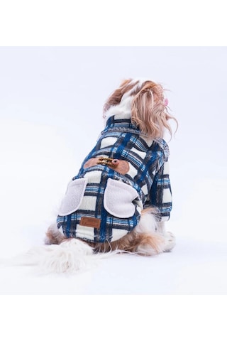 Pawstar Mavi Chicago Checks Küçük Irk Köpek Pofuduk Ceket