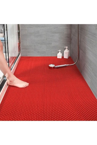 Banyo Duş Havuz- Z Mat Petek Kaydırmaz Pvc Paspas Kırmızı / Eni : 90cm. Kırmızı