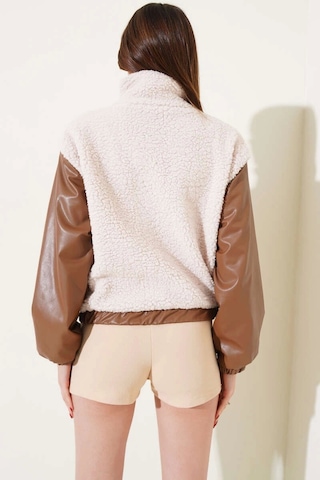 Deri Garnili Cepli Peluş Mont Taba T1253 Taba