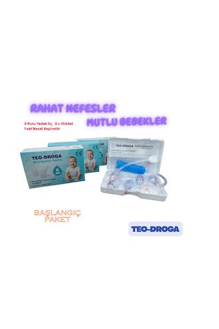 Teo-droga Nazal Aspiratör Seti ve 3 Paket Yedek Uç 3 x 10 Adet Burun Temizleme Başlangıç Paket