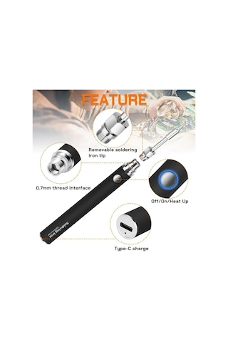 Valkyrie Şarjlı Kablosuz Lehim Makinası - 5 Saniyede Isınma - 30 Dakika Kullanım - Usb Type-c Şarj - 3 Farklı Isı Modu - 450 Derece