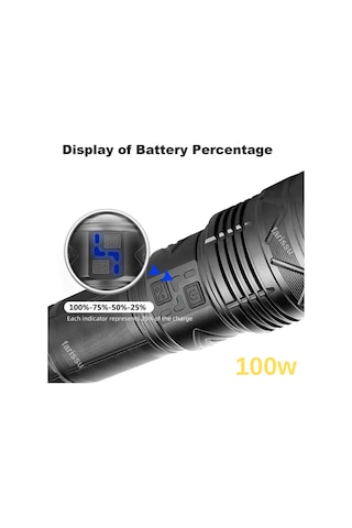Or-g500 100w Ultra Güçlü Şarj Edilebilir El Feneri - Powerbank Özellikli, 1000 Metre Teleskopik Zoomlu Siyah
