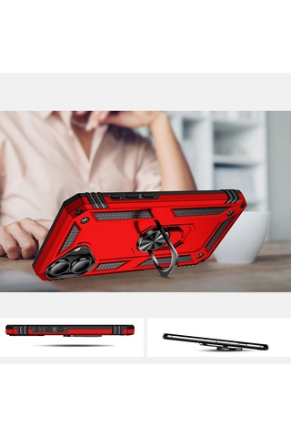 Zore Apple iPhone Uyumlu 16 Plus Kılıf Omsy Vega Kapak-kırmızı